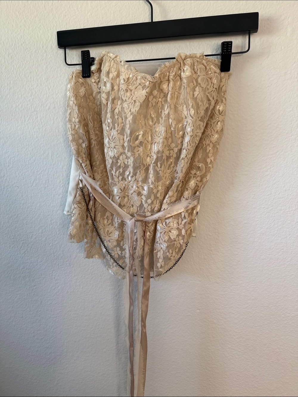 Charlotte Russe Beige Lace Strapless Bustier Top Size M